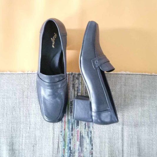 Square Loafer Block Heels